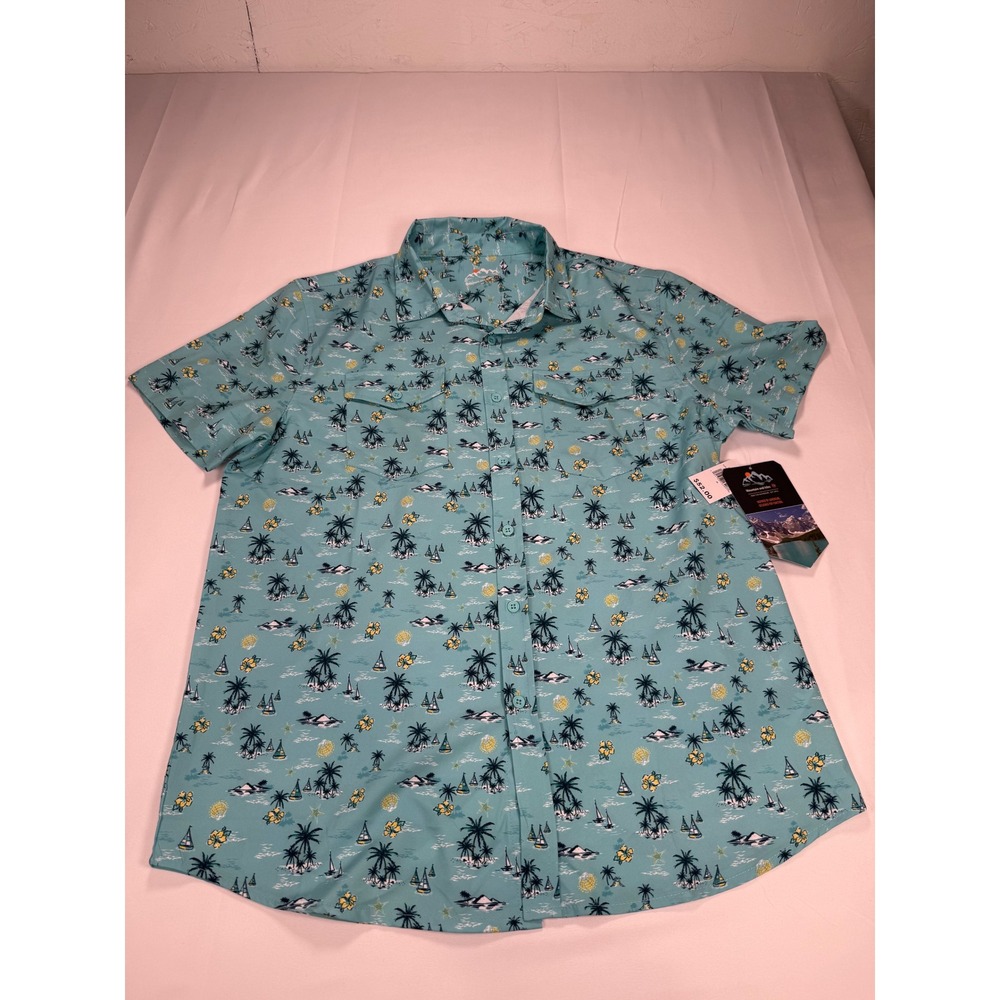 Mountain and Isles Mens Cruise Tropical Vibes Short Sleeve Shirt MM42161 Blue M